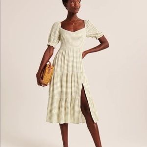 Short Sleeve Smocked Midi Dress